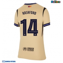 Camisa de Futebol Barcelona Marcus Rashford #14 Equipamento Secundário Mulheres 2025-26 Manga Curta